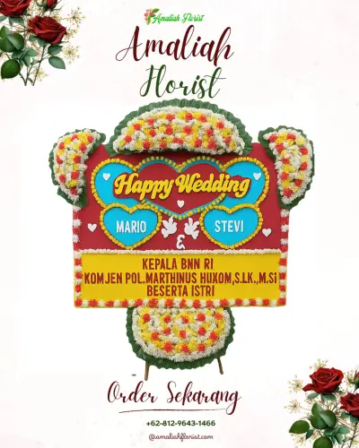 Karangan Papan Bunga Pernikahan di Margamulya